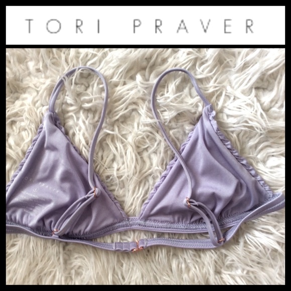 NWOT Tori Praver Jagger Smocked Triangle Bikini Top - Picture 3 of 5